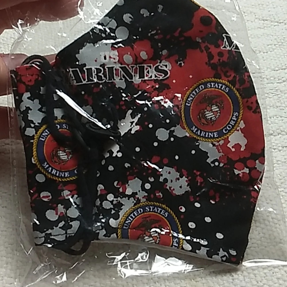 Marine Corps Mask Non Medical in Black, Red & Gray with ear loops Brand …